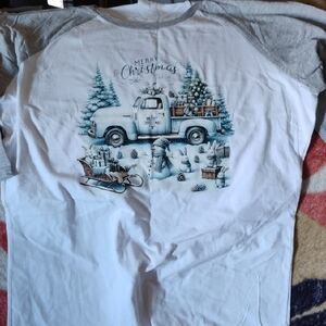 Gray and White Christmas Truck Holiday Shirt